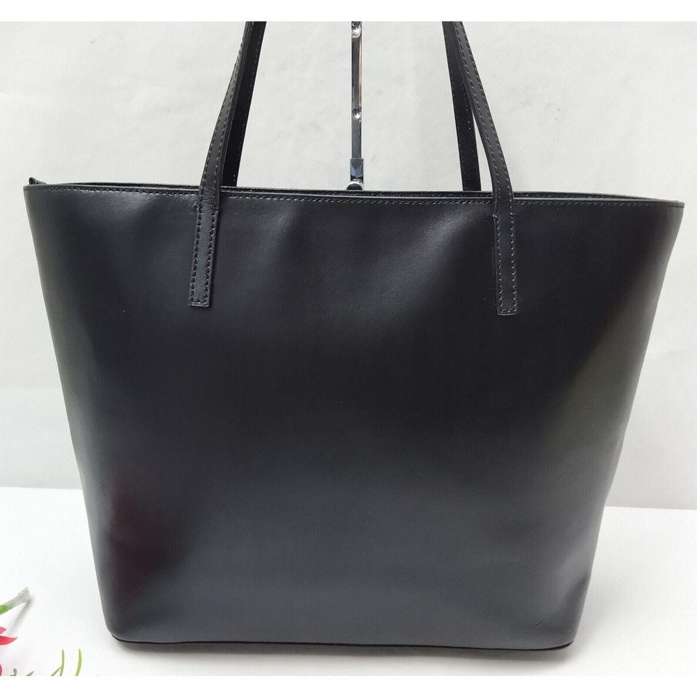 Kate Spade New York Black Leather Doublde Handles Zippet Tote Shoulder Bag - Picture 2 of 16